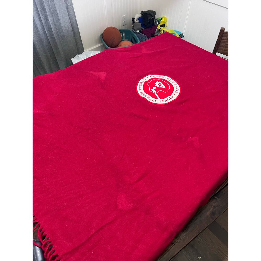 Rare Pendleton Wool Blanket Kansas City Chiefs NFL Red Throw Vintage Made USA